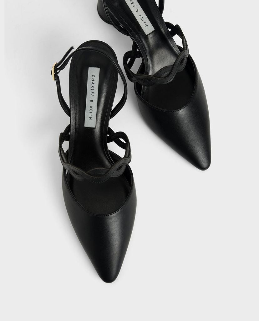 CHARLES & KEITH - Giày cao gót mũi nhọn Woven Strap Slingback
