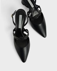 CHARLES & KEITH - Giày cao gót mũi nhọn Woven Strap Slingback