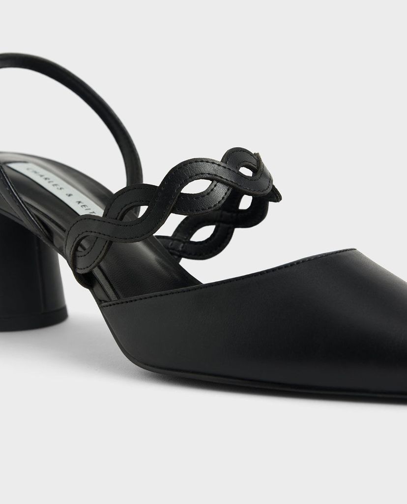CHARLES & KEITH - Giày cao gót mũi nhọn Woven Strap Slingback