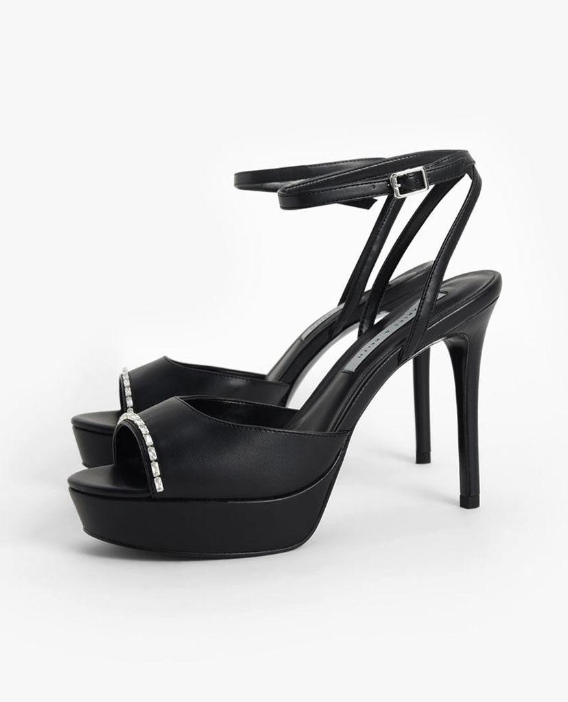 CHARLES & KEITH - Giày cao gót hở mũi Gem Embellished