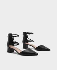 CHARLES & KEITH - Giày cao gót đế vuông mũi nhọn Strappy Pointed