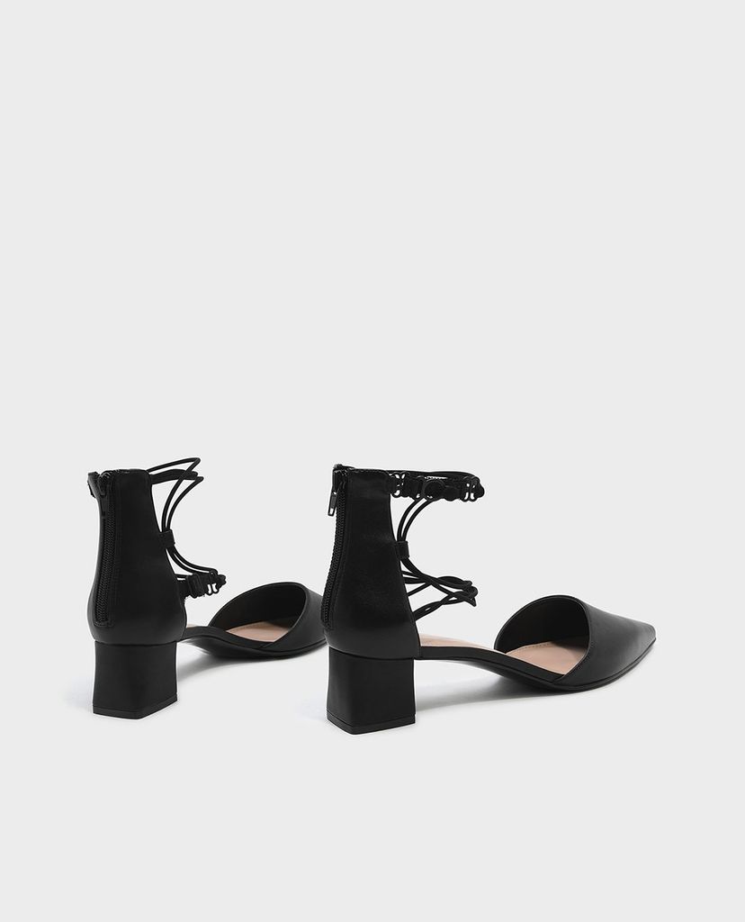 CHARLES & KEITH - Giày cao gót đế vuông mũi nhọn Strappy Pointed