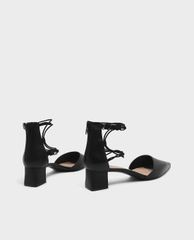 CHARLES & KEITH - Giày cao gót đế vuông mũi nhọn Strappy Pointed