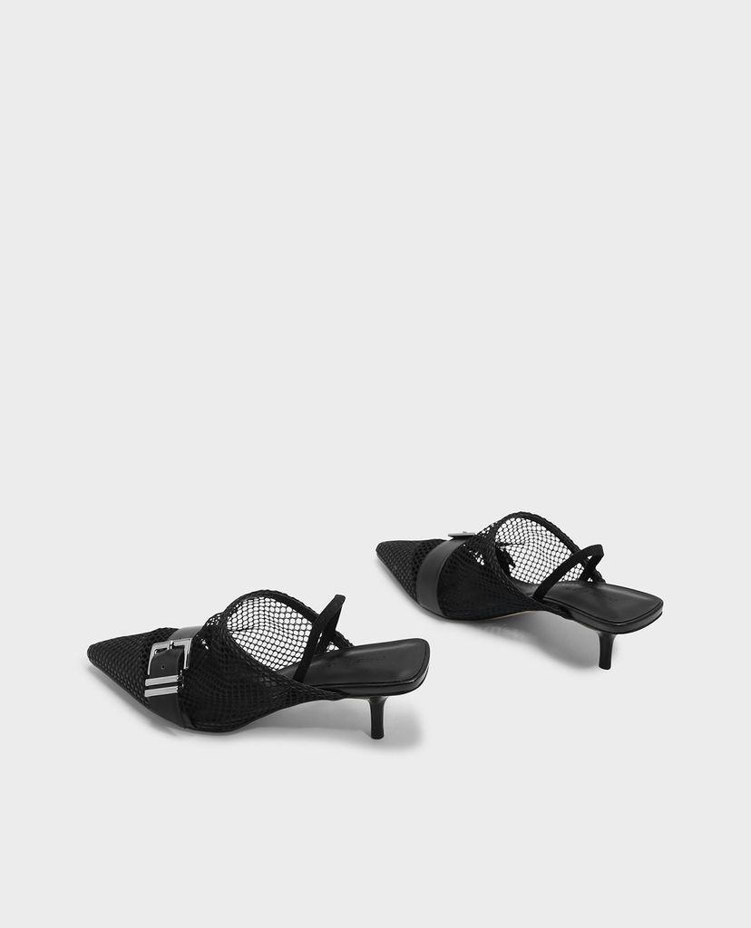 CHARLES & KEITH - Giày cao gót mũi nhọn phối lưới Slingback D'orsay