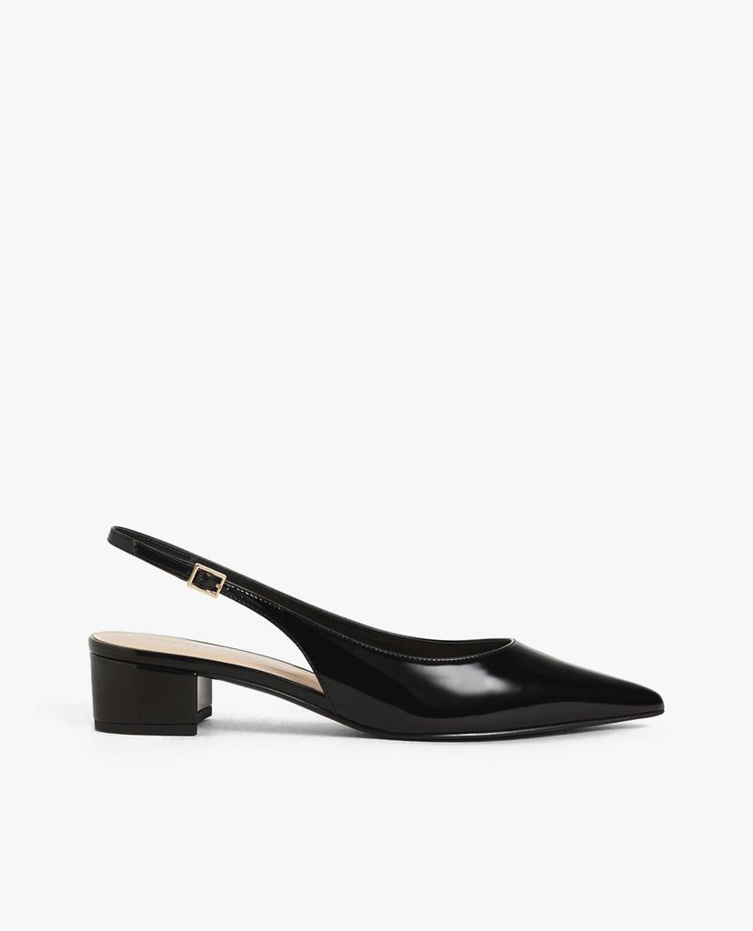 CHARLES & KEITH - Giày cao gót mũi nhọn Patent Block Heel Slingback