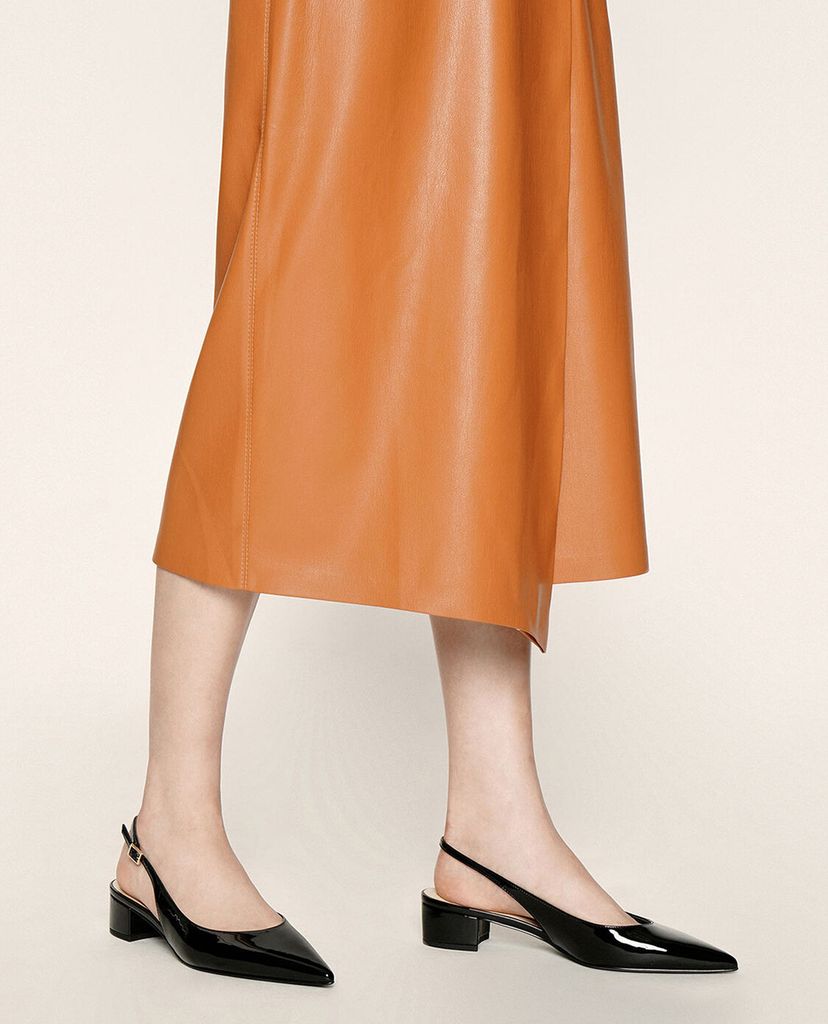 CHARLES & KEITH - Giày cao gót mũi nhọn Patent Block Heel Slingback