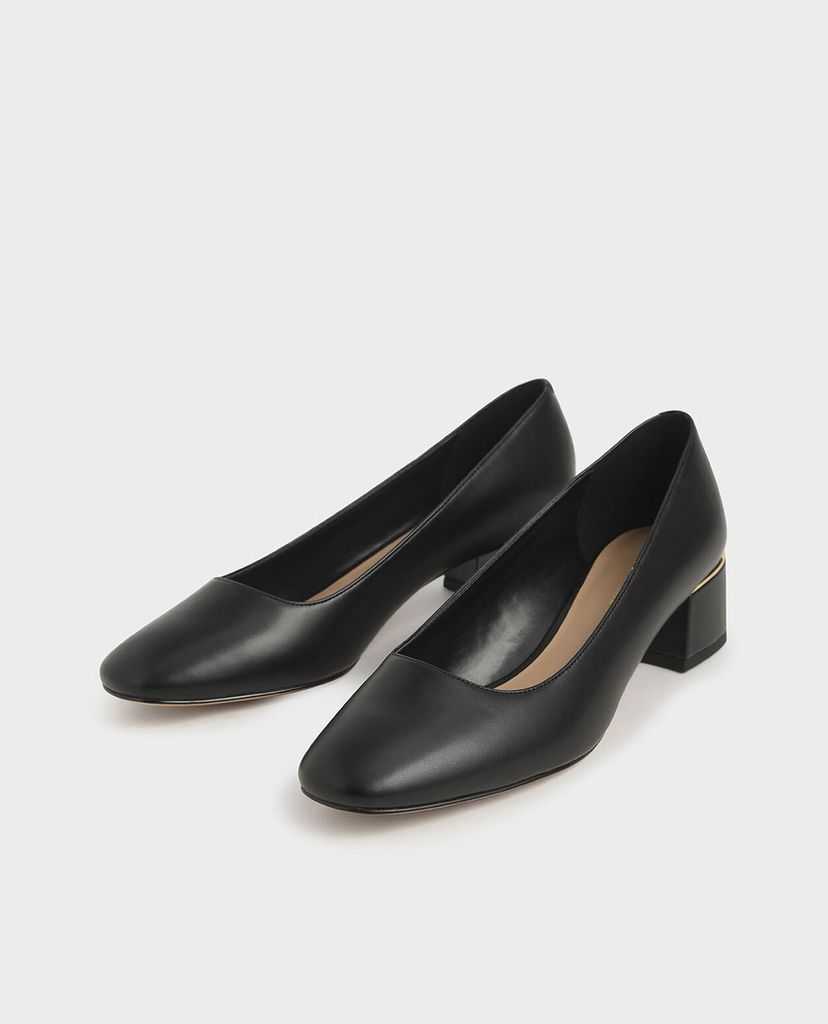 CHARLES & KEITH - Giày cao gót mũi tròn đế vuông Square Toe Block