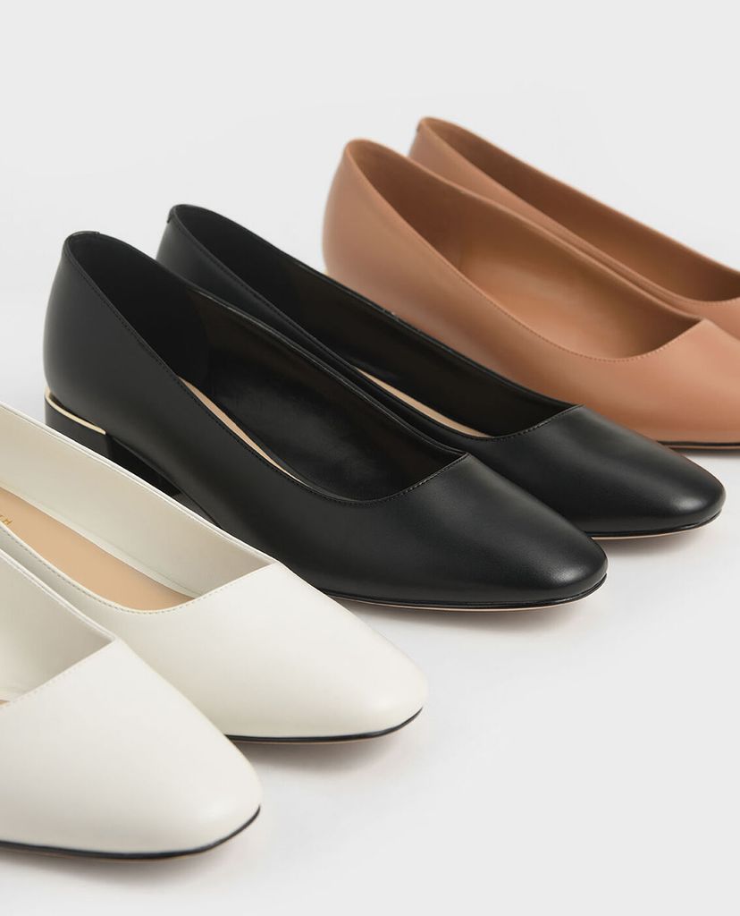CHARLES & KEITH - Giày cao gót mũi tròn đế vuông Square Toe Block