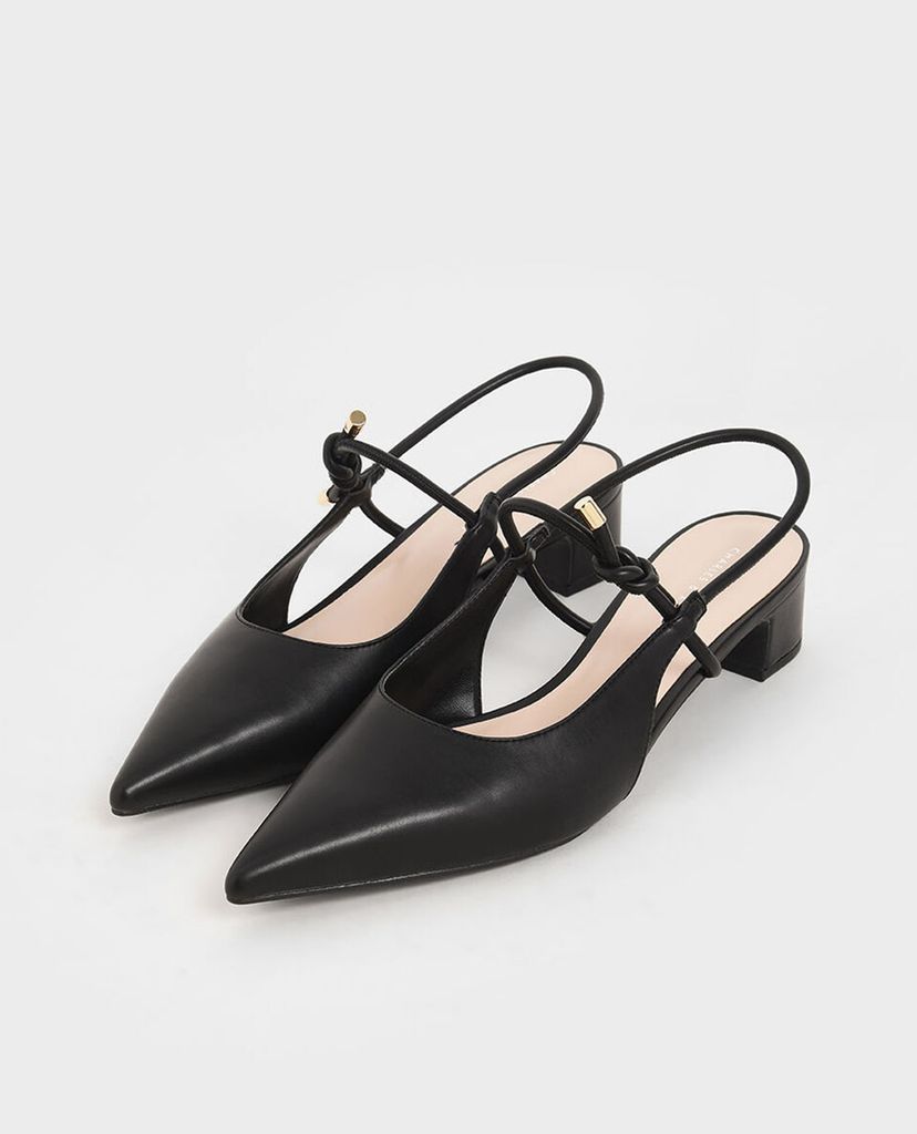 CHARLES & KEITH - Giày cao gót mũi nhọn Front Tie Slingback