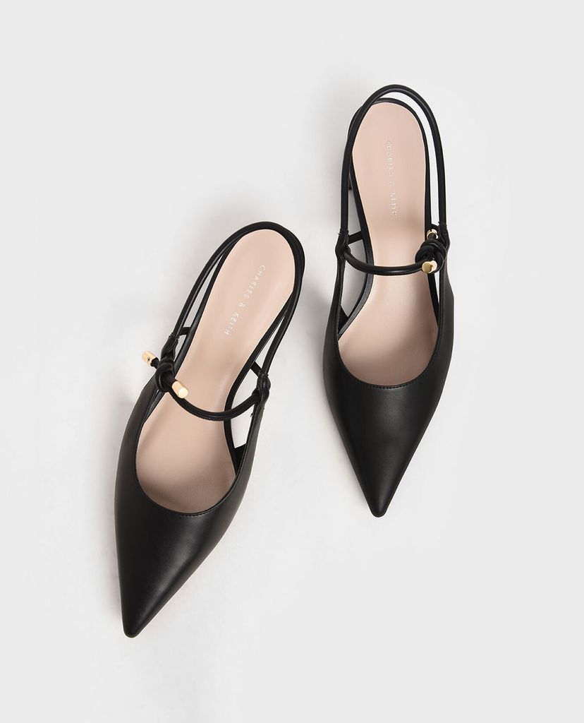 CHARLES & KEITH - Giày cao gót mũi nhọn Front Tie Slingback