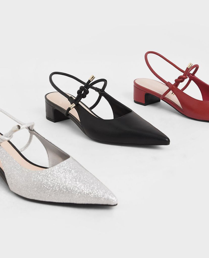 CHARLES & KEITH - Giày cao gót mũi nhọn Front Tie Slingback