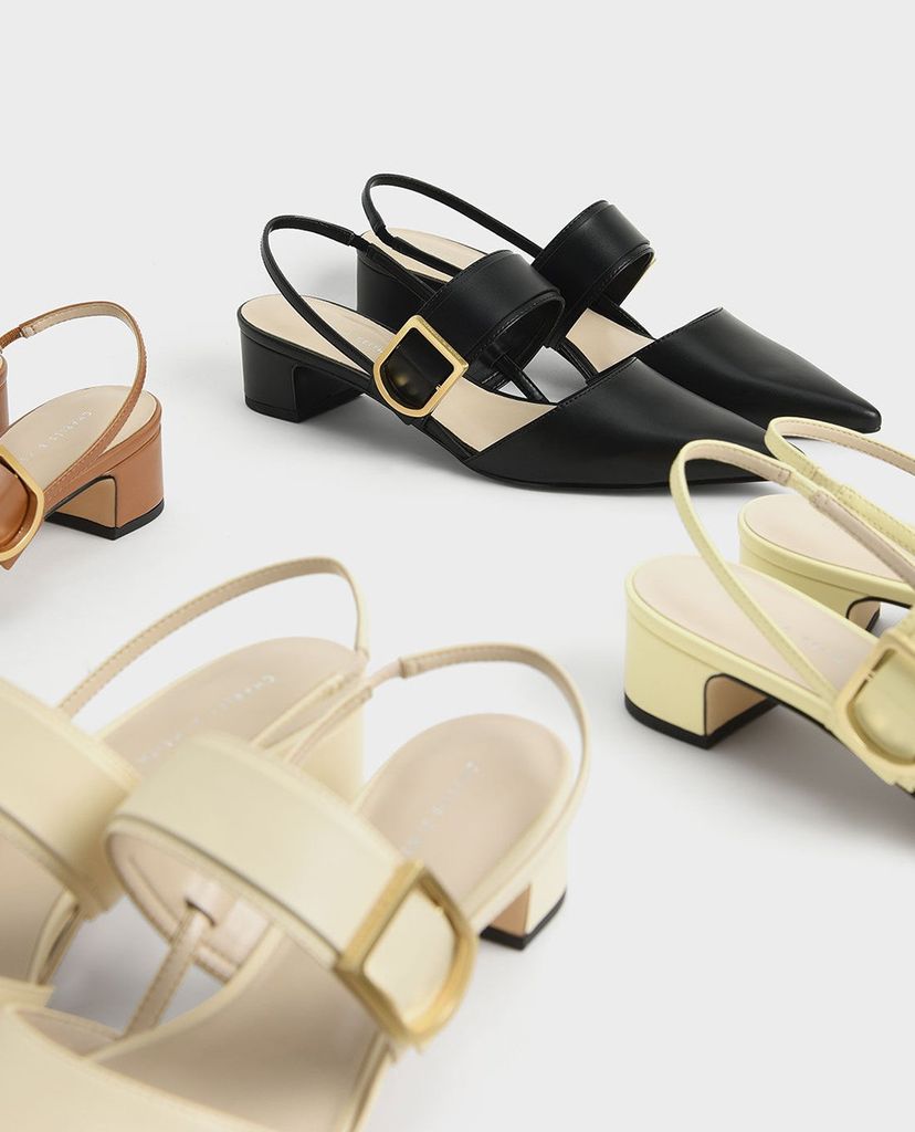 CHARLES & KEITH - Giày cao gót mũi nhọn Buckle Slingback