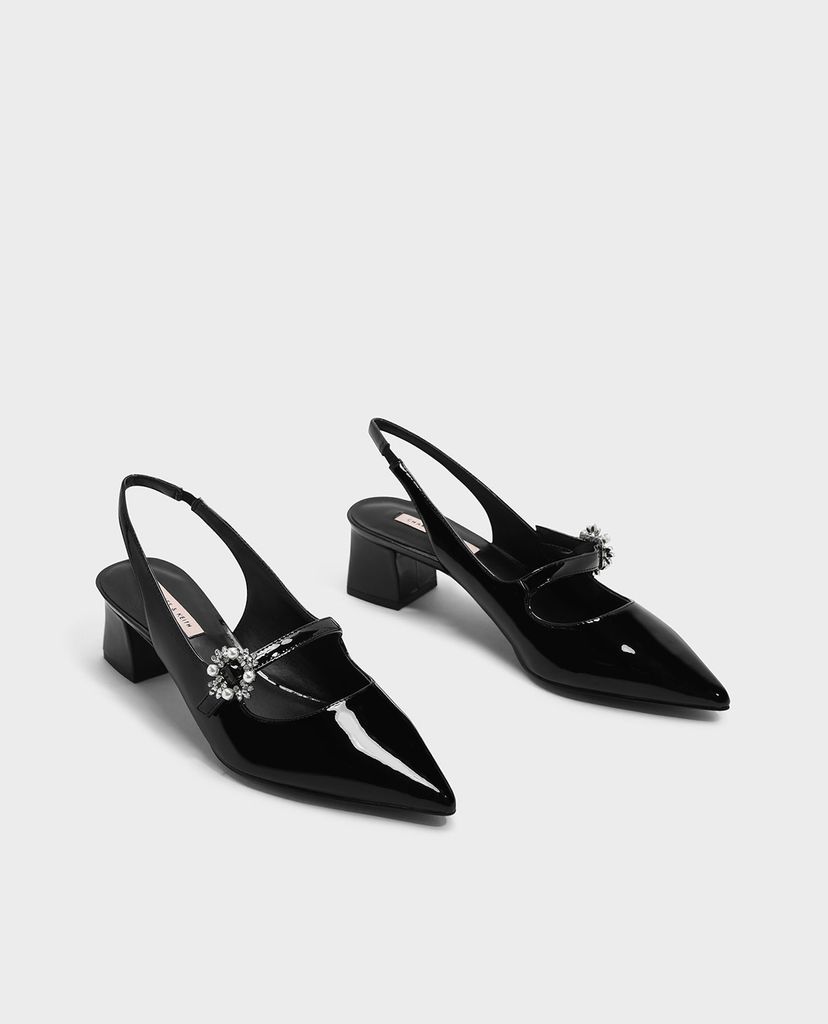 CHARLES & KEITH - Giày cao gót mũi nhọn đế trụ thời trang