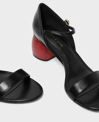 CHARLES & KEITH - Giày cao gót quai ngang đế trụ Stacked Heel