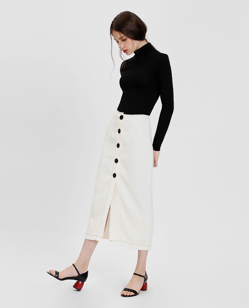CHARLES & KEITH - Giày cao gót quai ngang đế trụ Stacked Heel
