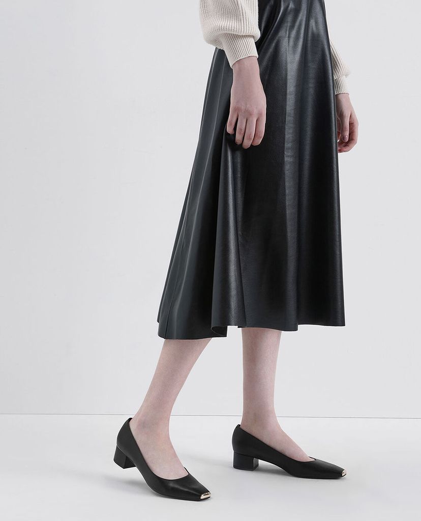 CHARLES & KEITH - Giày cao gót mũi vuông Chrome Tip