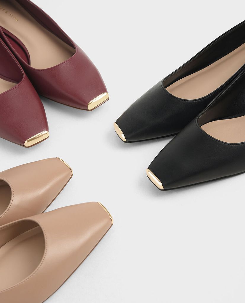 CHARLES & KEITH - Giày cao gót mũi vuông Chrome Tip