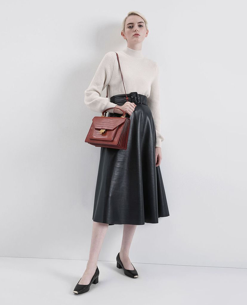 CHARLES & KEITH - Giày cao gót mũi vuông Chrome Tip
