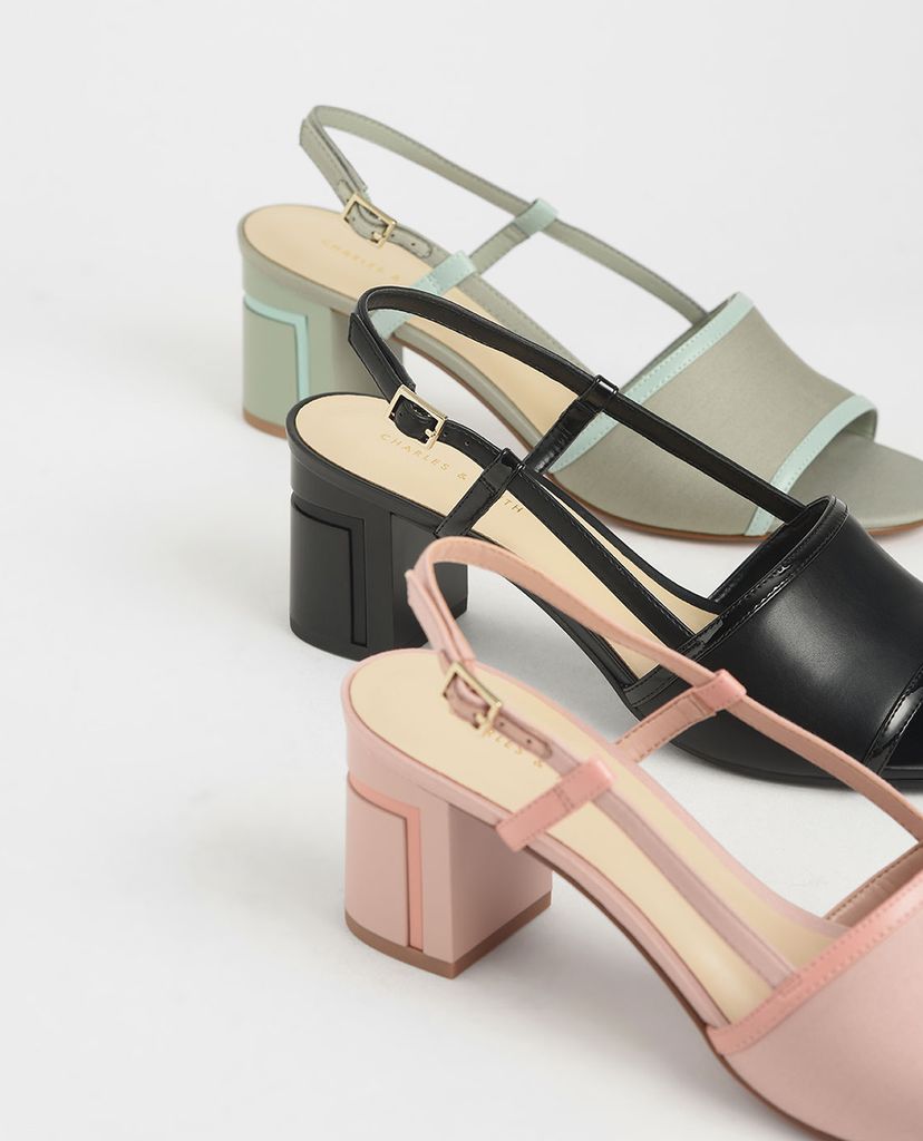 CHARLES & KEITH - Giày cao gót hở mũi đế trụ thời trang