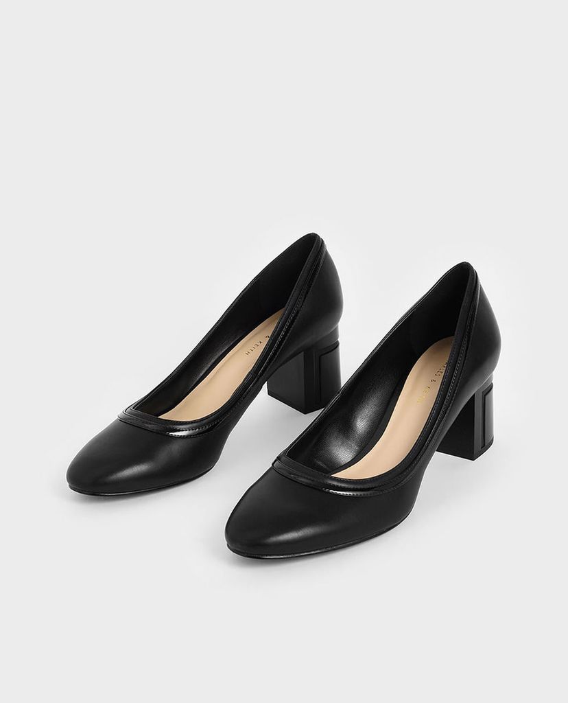 CHARLES & KEITH - Giày cao gót mũi tròn Round Toe Block