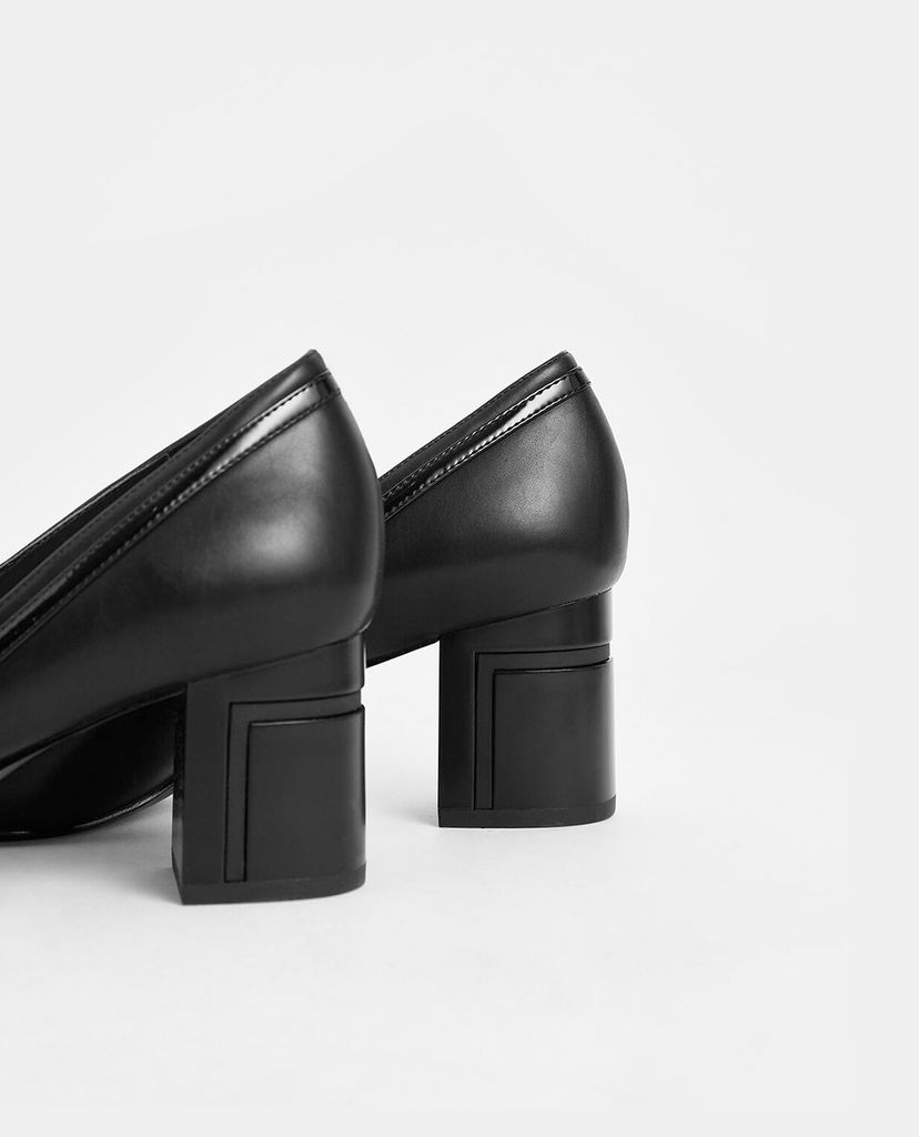 CHARLES & KEITH - Giày cao gót mũi tròn Round Toe Block