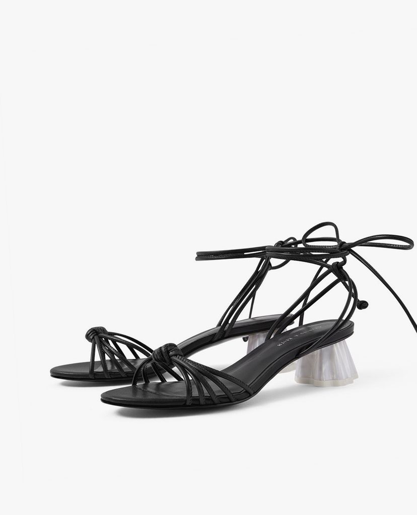 CHARLES & KEITH - Giày sandal cao gót Geometric Ankle Tie
