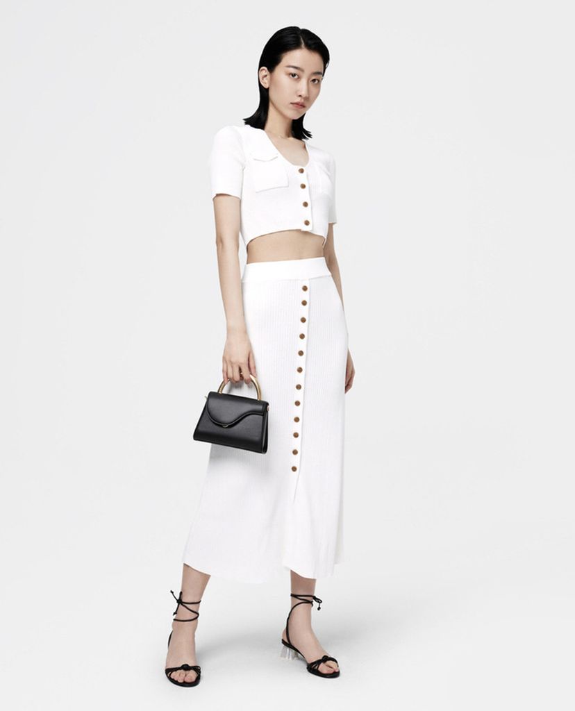 CHARLES & KEITH - Giày sandal cao gót Geometric Ankle Tie