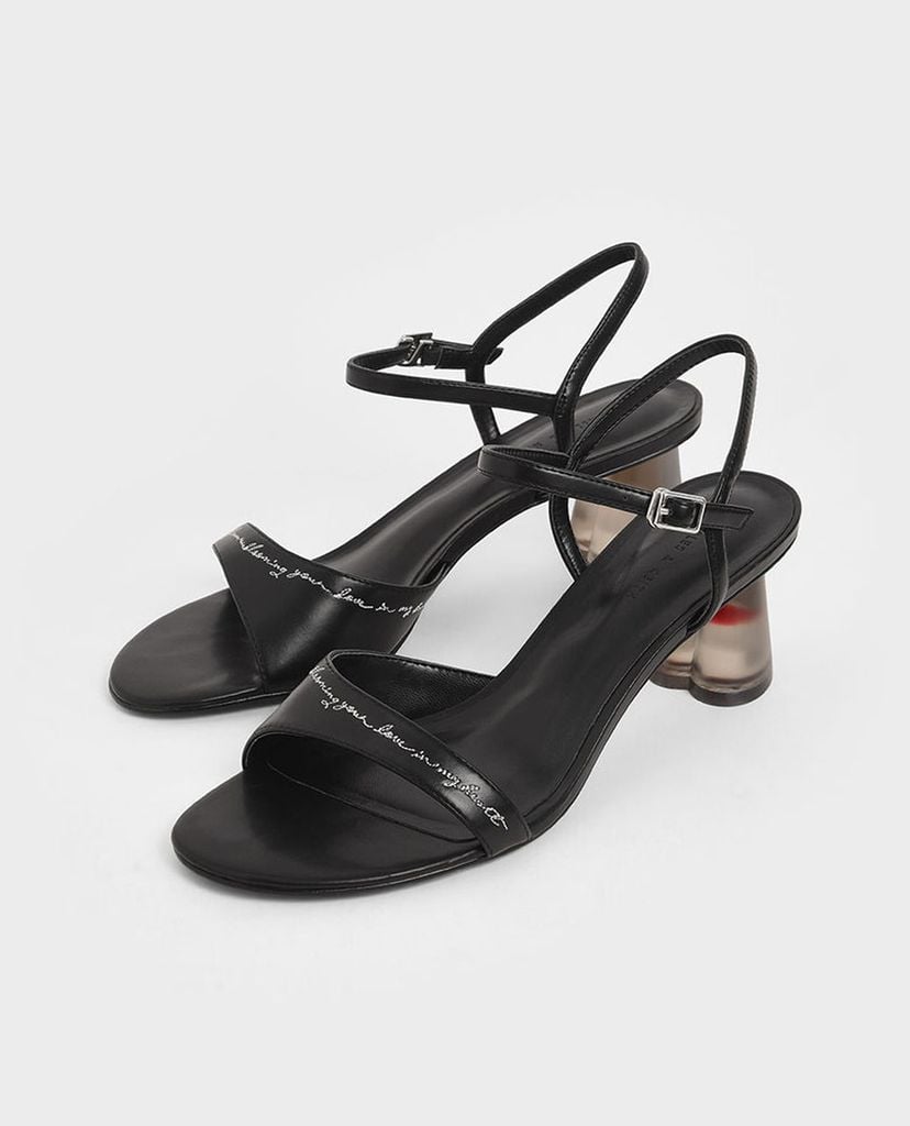 CHARLES & KEITH - Giày cao gót đế trong Embroidered Lucite Sculptural