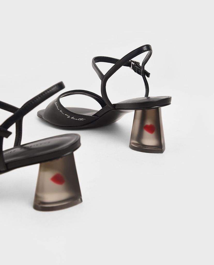 CHARLES & KEITH - Giày cao gót đế trong Embroidered Lucite Sculptural