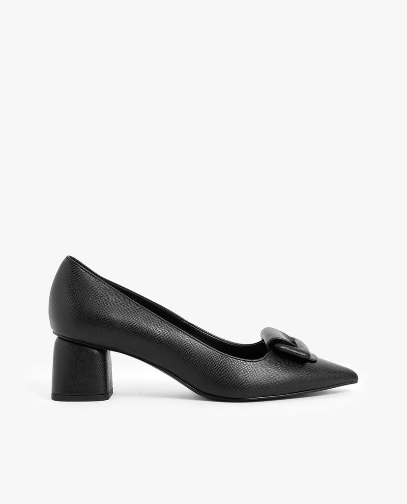 CHARLES & KEITH - Giày cao gót mũi nhọn Front Buckle Textured