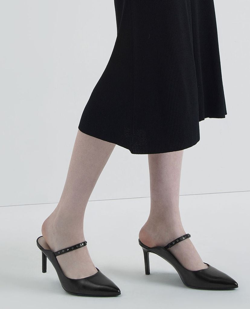 CHARLES & KEITH - Giày cao gót mũi nhọn Metallic Embellished