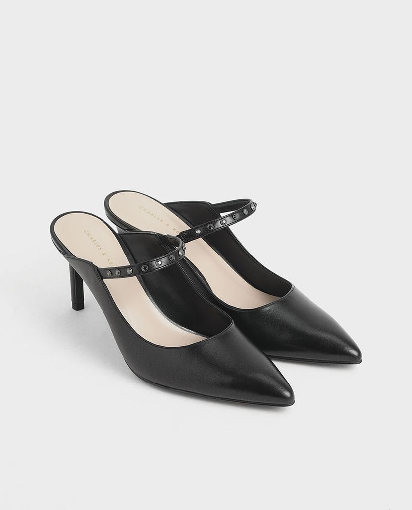 CHARLES & KEITH - Giày cao gót mũi nhọn Metallic Embellished