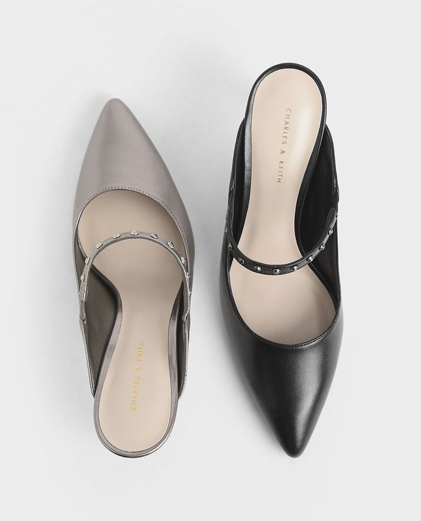 CHARLES & KEITH - Giày cao gót mũi nhọn Metallic Embellished