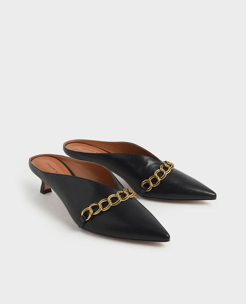 CHARLES & KEITH - Giày cao gót mũi nhọn Chain Strap V Cut