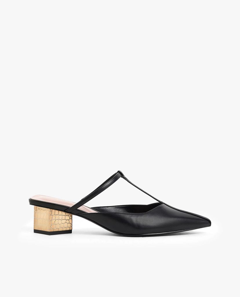 CHARLES & KEITH - Giày cao gót mũi nhọn T Bar Chrome