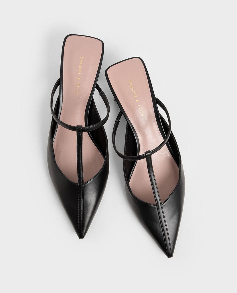 CHARLES & KEITH - Giày cao gót mũi nhọn T Bar Chrome