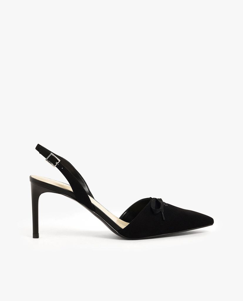 CHARLES & KEITH - Giày cao gót mũi nhọn Ribbon Tie Textured