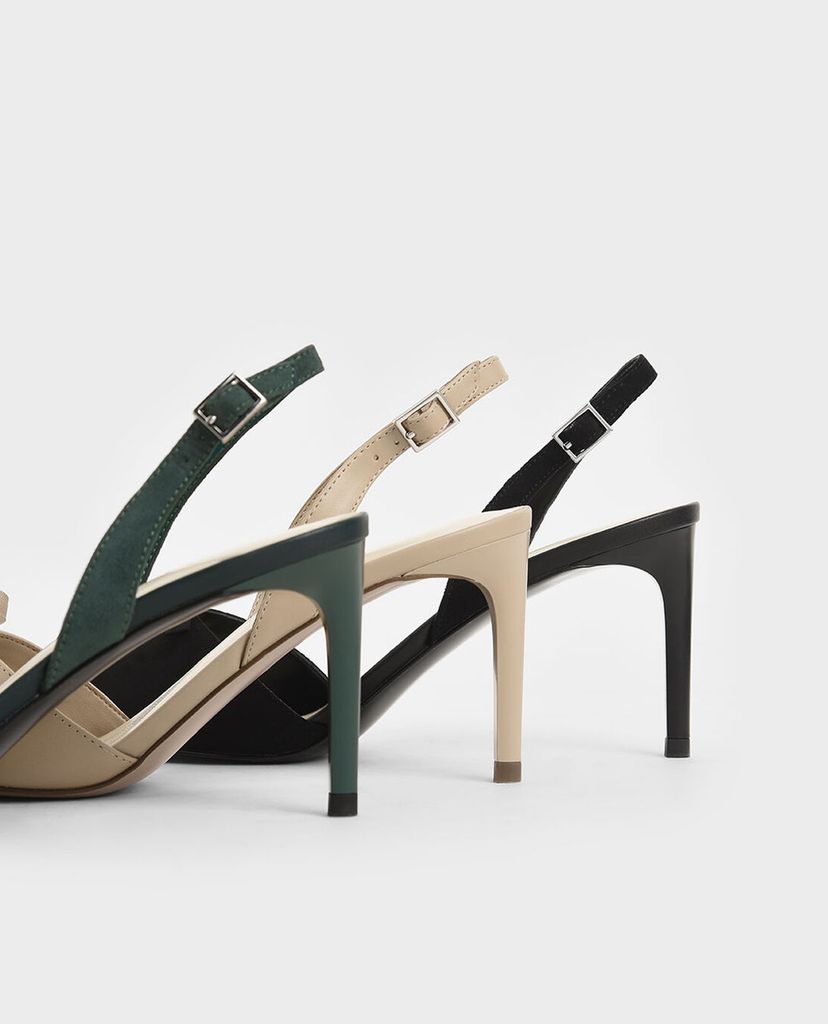 CHARLES & KEITH - Giày cao gót mũi nhọn Ribbon Tie Textured