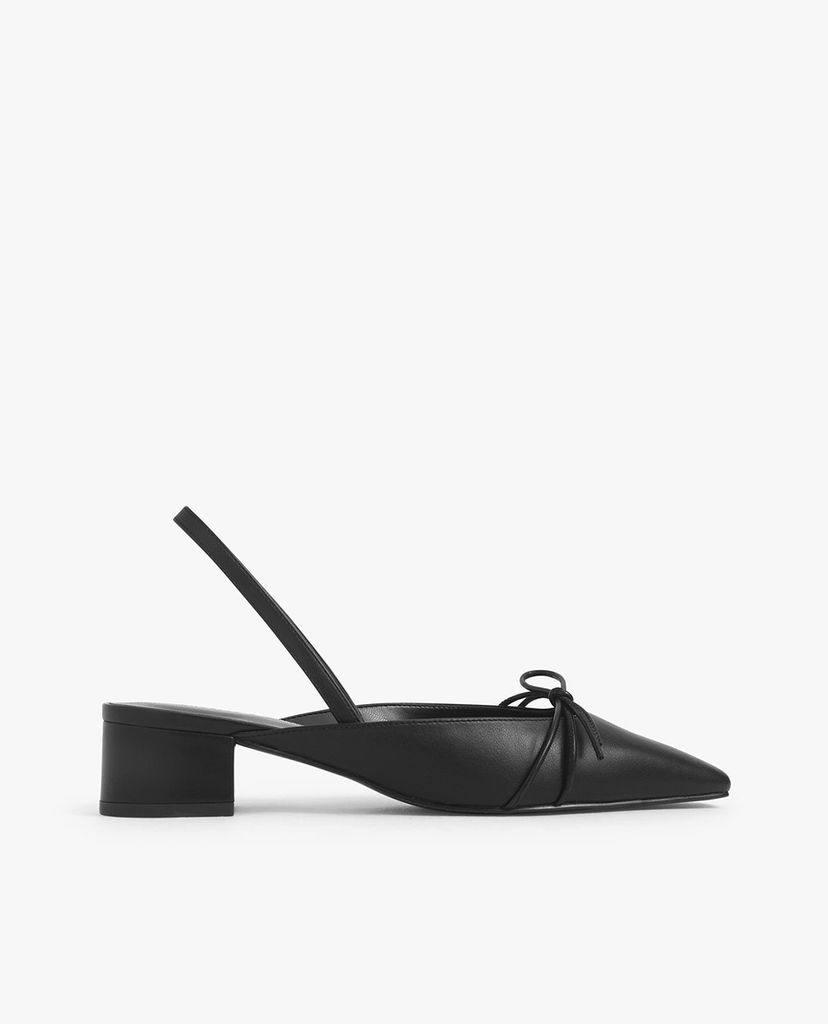 CHARLES & KEITH - Giày cao gót mũi nhọn đế vuông Front Tie Slingback
