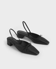 CHARLES & KEITH - Giày cao gót mũi nhọn đế vuông Front Tie Slingback