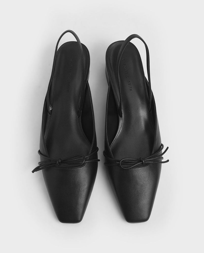 CHARLES & KEITH - Giày cao gót mũi nhọn đế vuông Front Tie Slingback