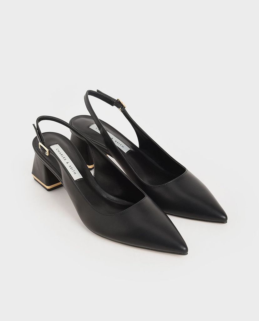 CHARLES & KEITH - Giày cao gót mũi nhọn Metallic Accent Slingback