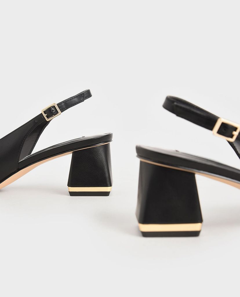 CHARLES & KEITH - Giày cao gót mũi nhọn Metallic Accent Slingback