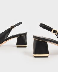 CHARLES & KEITH - Giày cao gót mũi nhọn Metallic Accent Slingback