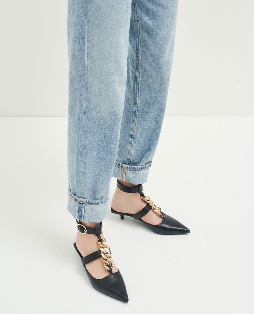 CHARLES & KEITH - Giày cao gót mũi nhọn Chain Link Ankle Strap
