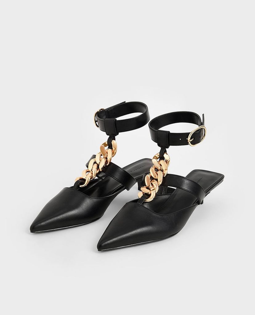 CHARLES & KEITH - Giày cao gót mũi nhọn Chain Link Ankle Strap