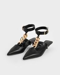CHARLES & KEITH - Giày cao gót mũi nhọn Chain Link Ankle Strap