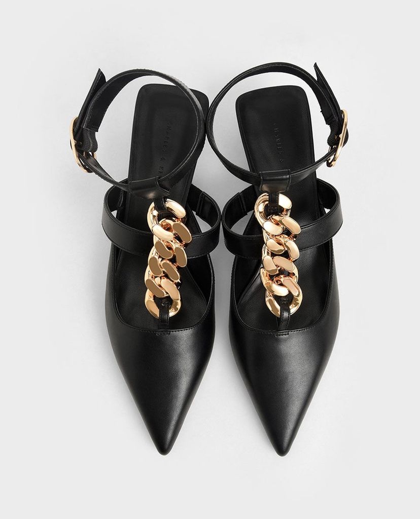 CHARLES & KEITH - Giày cao gót mũi nhọn Chain Link Ankle Strap