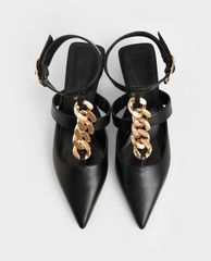 CHARLES & KEITH - Giày cao gót mũi nhọn Chain Link Ankle Strap