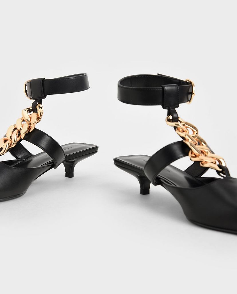 CHARLES & KEITH - Giày cao gót mũi nhọn Chain Link Ankle Strap